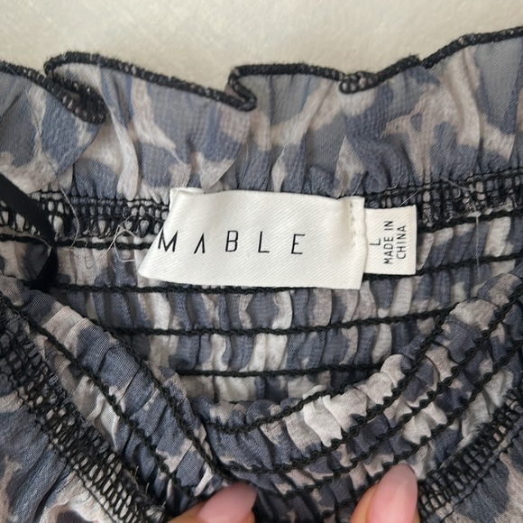 MABLE VIDA STRAP SMOCKED MAXI DRESS LEOPARD ruched ruffled - Picture 5 of 11